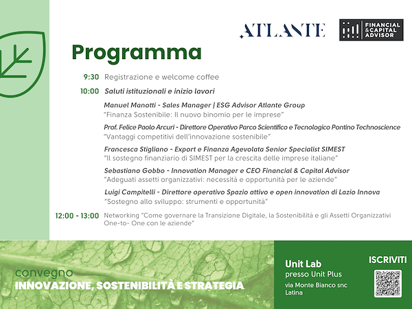 Workshop "Innovazione, Sostenibilità e Strategia: soluzioni e strumenti per lo sviluppo d’impresa"
