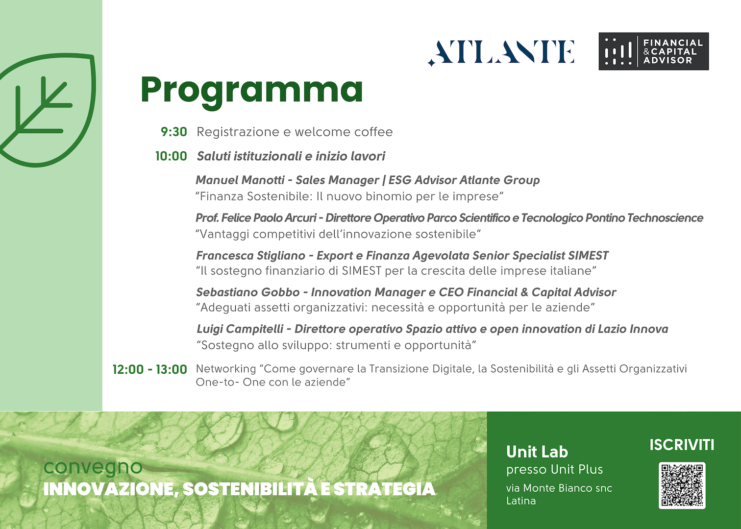 Workshop "Innovazione, Sostenibilità e Strategia: soluzioni e strumenti per lo sviluppo d’impresa"